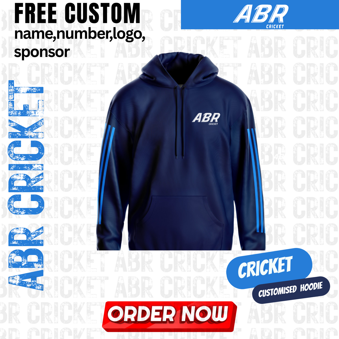 Custom Cricket Hoodie – Team/Club/League (Minimum 10 Pieces)